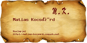 Matias Kocsárd névjegykártya